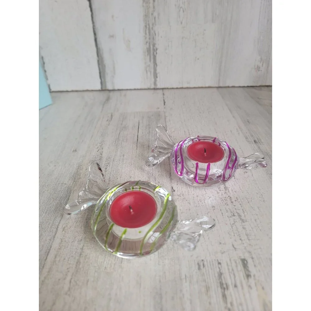 PartyLite wrapped candy tea light glass holders‎ set - Picture 2 of 7